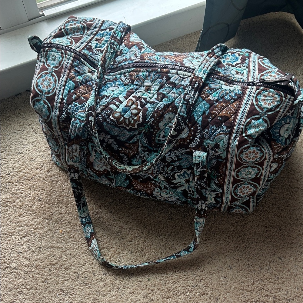 Vera Bradley Women's Travel Bag Set- Blue and Brown Floral
